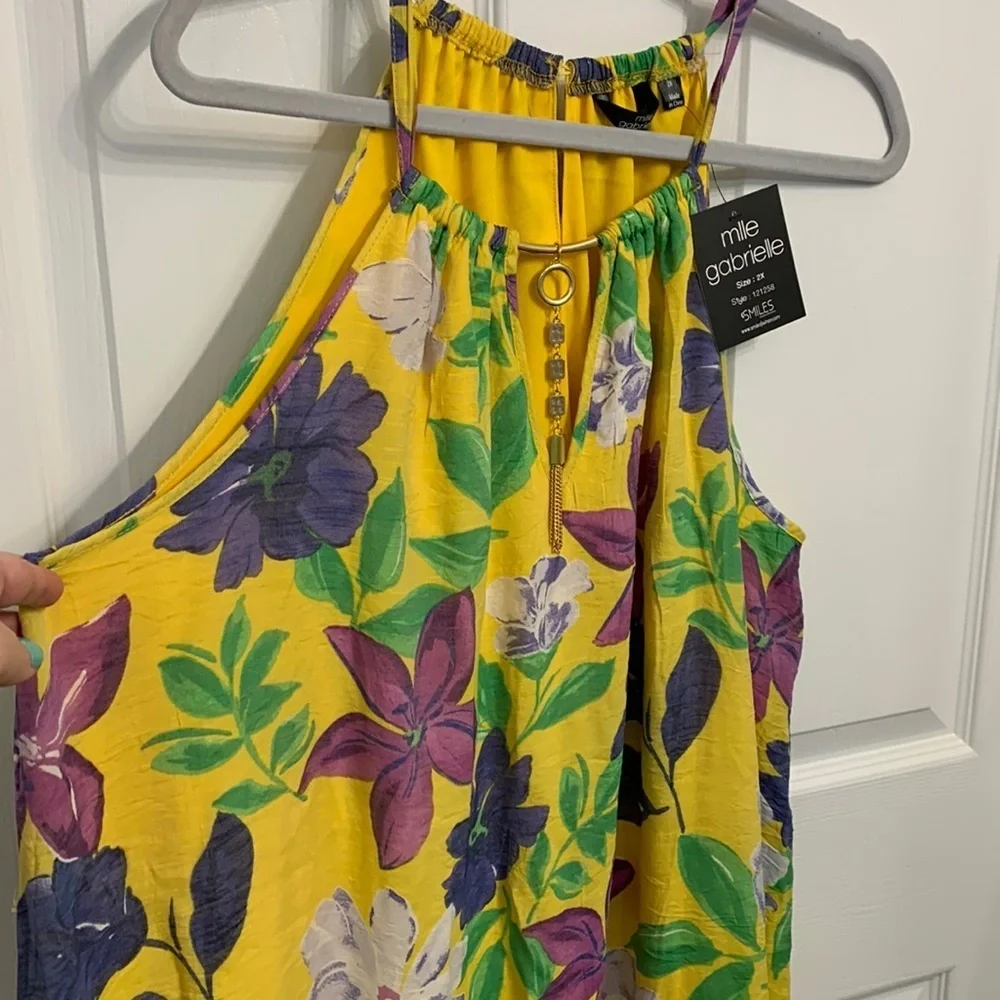 NWT SZ 2X Floral Print High‎ Low Dress